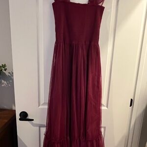 Maroon Women tulle Formal Dress